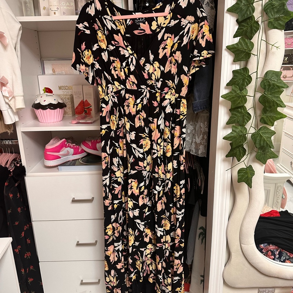 Isabel Maternity by Ingrid & Isabel Orange Flutter Sleeve Maxi Sundress